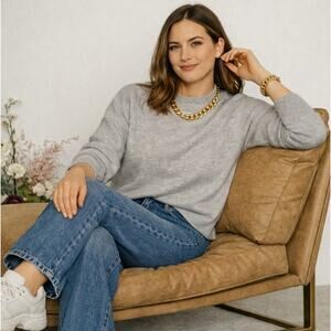 ABERCROMBIE & FITCH Cashmere Crew Neck Sweater Gray Sz M $160 {3U52}